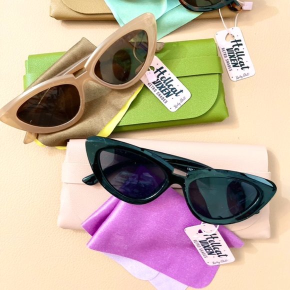 HellcatVixen Lucy Pale Pink Retro Cat eye Vintage Style Pinup Sunglasses - Picture 6 of 9